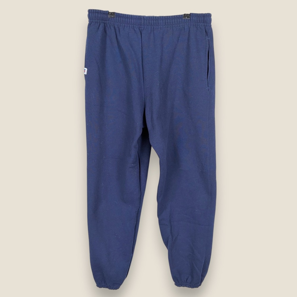 Russell Athletic Sweatpants Mens Medium Blue Fleece Cuffed Joggers Athleisure